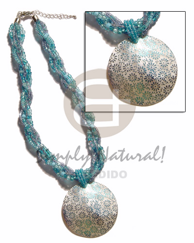 hand made 12 rows aqua blue twisted Womens Necklace