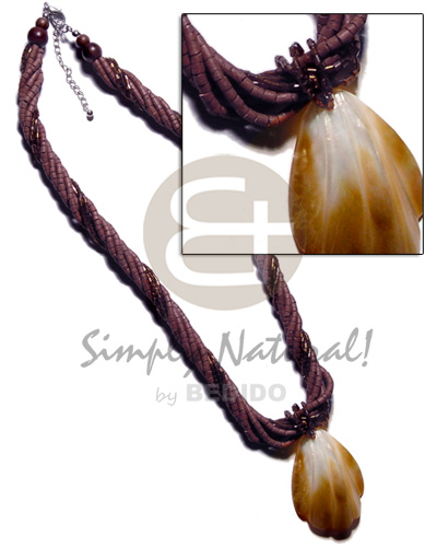 hand made 5 rows warm brown 2-3mm Womens Necklace