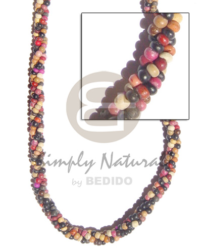 3 layers twisted / 2-3mm coco Pokalet multi color - Womens Necklace