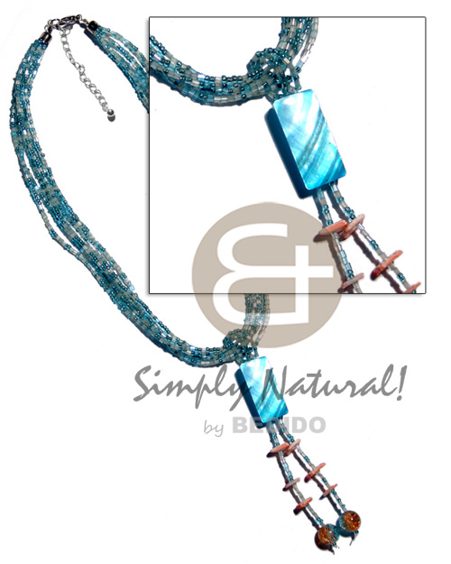hand made Tassled 6 rows aqua blue Womens Necklace