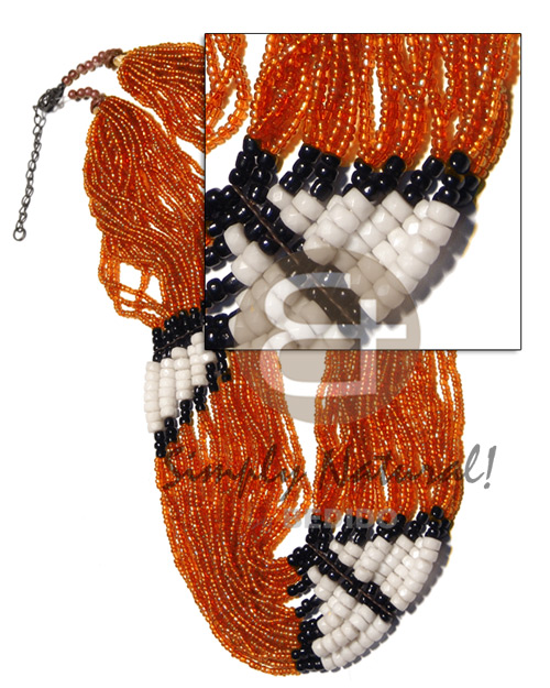 hand made 27 rows orange glass beads Womens Necklace