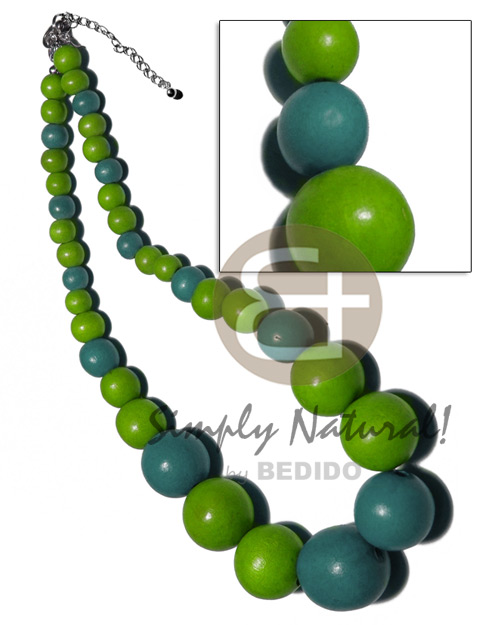 graduated wood beads 25mm/20mm/15mm/10mm/8mm  / green and moss green combination /16 in. - Womens Necklace