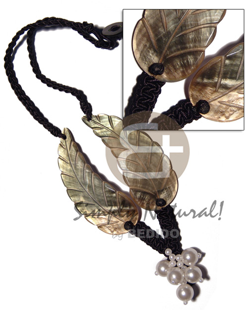 Black macrame 2pcs. 75mmx28mm Womens Necklace