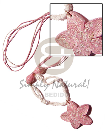 3 layers pink crme wax cord Womens Necklace