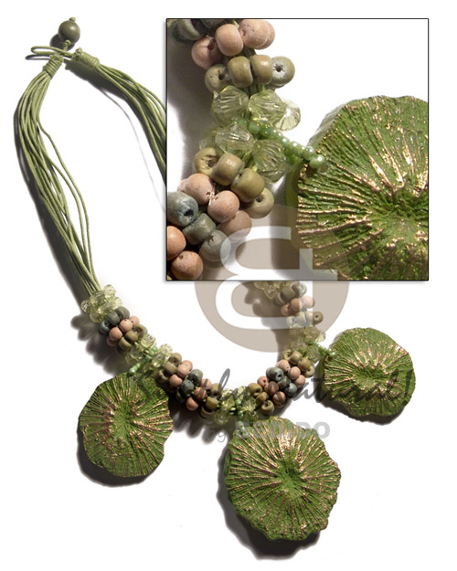 hand made 12 rows lime green wax Womens Necklace