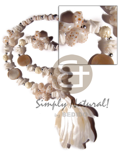 Tiger puka shells white Womens Necklace