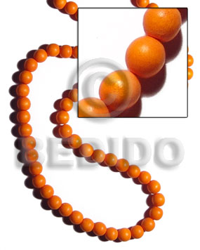 10mm natural white  round wood beads dyed in orange - Wood Beads