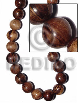 30mm round beads nat. white wood  laminated banana bark / price per pc. - Wood Beads