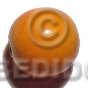 25mm nat. wood beads  in high gloss paint / orange / 15 pcs - Wood Beads