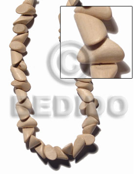 hand made "natural white wood" pointed Wood Beads