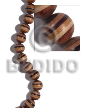 20mm patched wood stripe ball Wood Beads