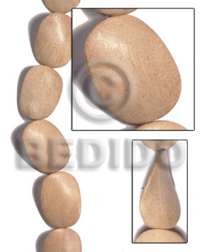 30mmx40mmx6mm natural white wood twisted Wood Beads