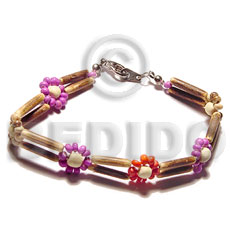 2 rows sig-id wood tube Wood Bracelets