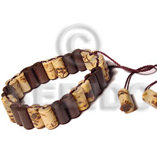 bamboonat./brown weave  burning - Wood Bracelets