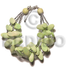 3 rows lime green slidecut Wood Bracelets