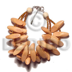 3 rows peach slidecut wood Wood Bracelets