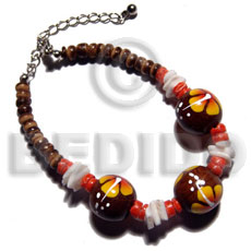 hand made 4-5mm coco pokalet. natural brown Wood Bracelets