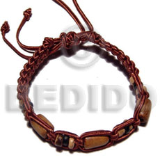 hand made Tube wood beads in macrame Wood Bracelets