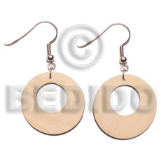 hand made Dangling 40mm ring natural Wood Earrings