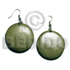 Dangling round 32mm natural wood Wood Earrings