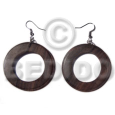 Dangling camagong tiger round ring Wood Earrings