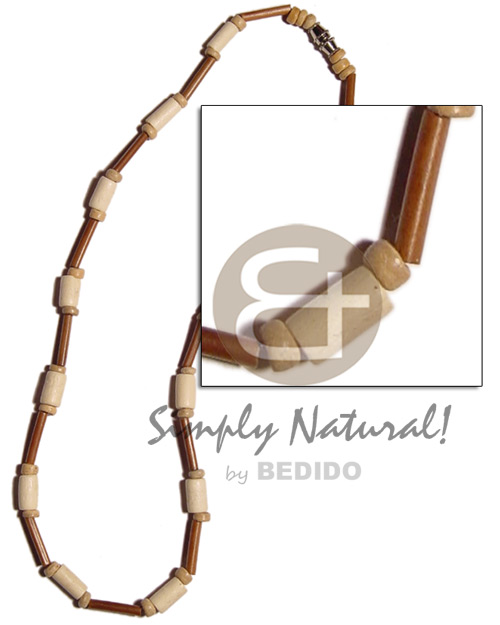 eureka bamboo  bleach wood tube alt. - Wood Necklace