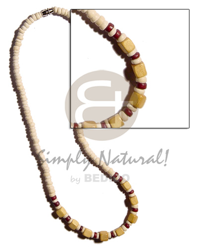 4-5mm coco Pokalet. bleach  diced nangka wood combination - Wood Necklace