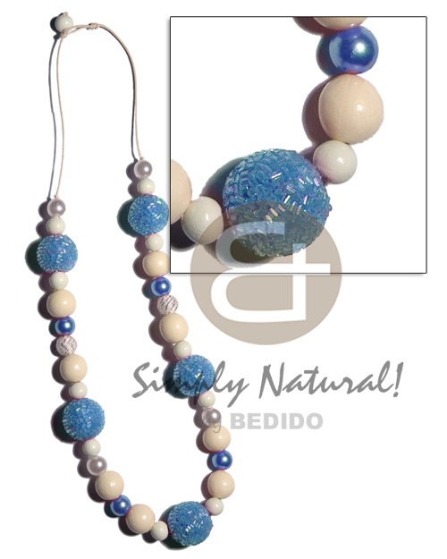 hand made 20mm wrapped wood beads in Wood Necklace
