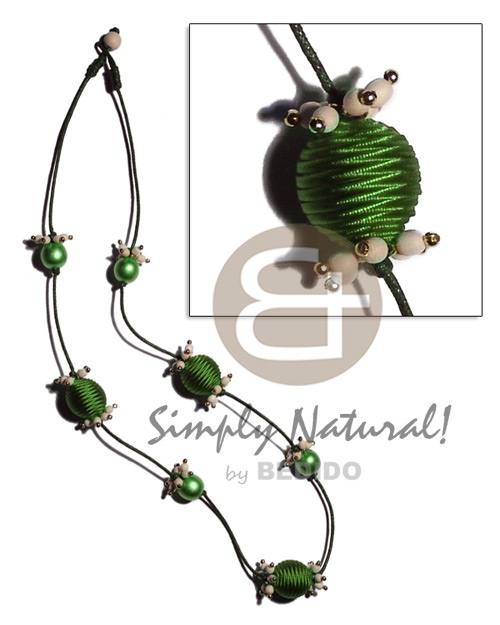 hand made 20mm wrapped wood beads Wood Necklace