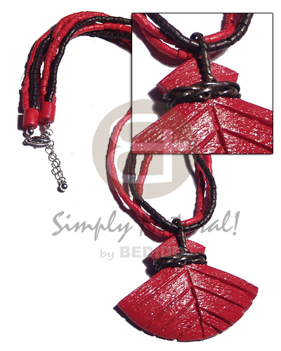 3 painted red brown 2-3mm coco Wood Necklace