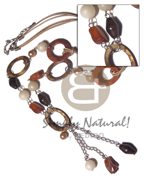 hand made Tassled 2 layer satincord Wood Necklace