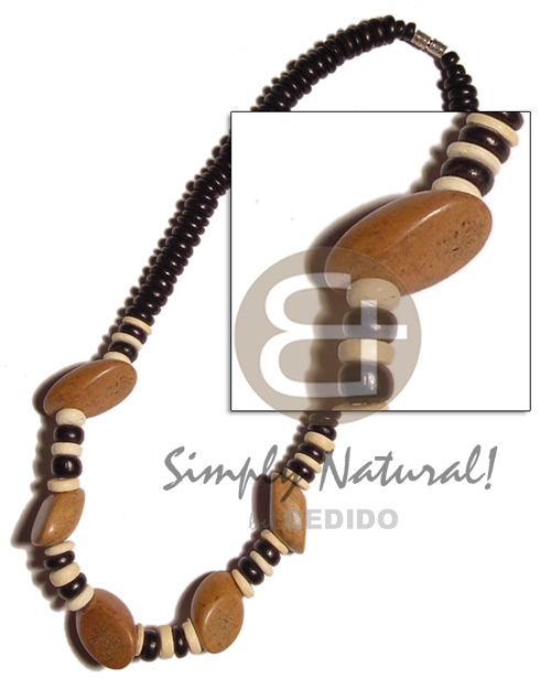 7-8mm coco Pokalet. black/bleach  bayong sliced wood beads - Wood Necklace