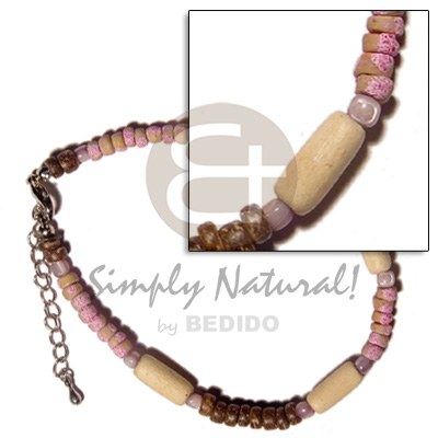 4-5mm natural white coco pokalet. Wooden Anklets