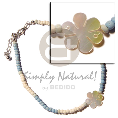 Pastel blue bleach 2-3mm coco pokalet. Wooden Anklets