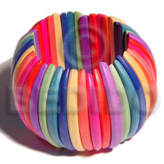 elastic multicolored natural white wood bangle - Wooden Bangles