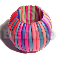 Elastic multicolored natural white wood Wooden Bangles