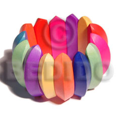 Elastic multicolored natural white wood Wooden Bangles