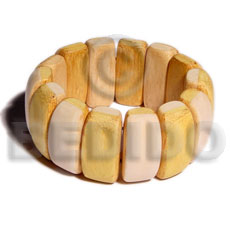 elastic patched back to back wood bangle / nangka & nat. white wood combination ht=28mm - Wooden Bangles