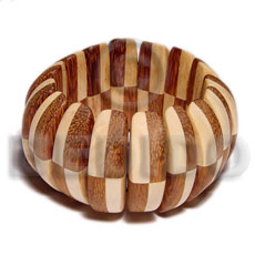 Elastic patched half moon wood Wooden Bangles