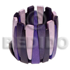 elastic nat. wood bangle  / purple tones   clear coat finish / ht=55mm - Wooden Bangles