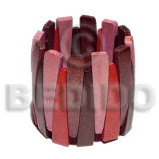 elastic nat. wood bangle  / red tones  / ht=55mm - Wooden Bangles