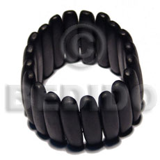 elastic nat. white wood dyed black stick bangle - Wooden Bangles