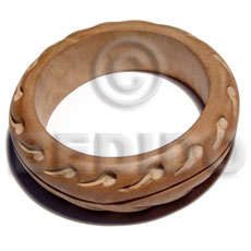 ambabawod round wood bangle  paisley groove  clear coat finish / ht= 1 inch / 65mm inner diameter / thickness= 10mm - Wooden Bangles