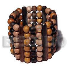 Elastic 6 rows 8mm wood Wooden Bangles