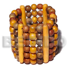 Elastic 6 rows 8mm wood Wooden Bangles