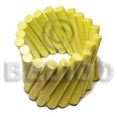 elastic yellow wood stick bangle   clear coat finish /10mmx65mm - Wooden Bangles