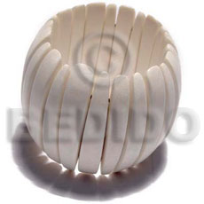 elastic bleached buffed and polished nat. white wood bangle   clear coat finish/ ht=55m thickness=10mm - Wooden Bangles