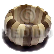 hand made Elastic greywood tones groove Wooden Bangles