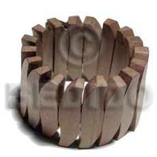 40mmx10mm nat. wood elastic bangle in matte mocca brown   clear coat finish - Wooden Bangles