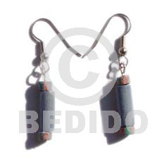 Dangling pastel blue wood tube Wooden Earrings